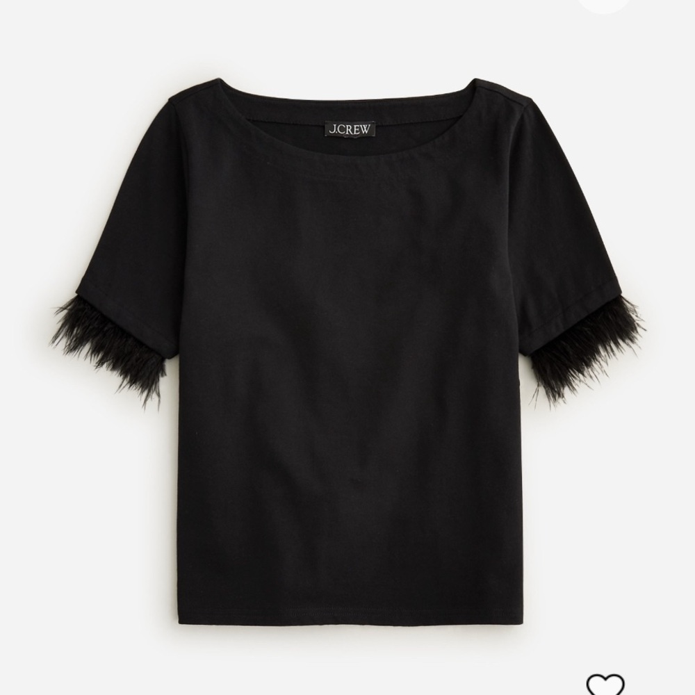 NWT J. Crew Mariner Jersey Cropped Boatneck with feathers, Size L